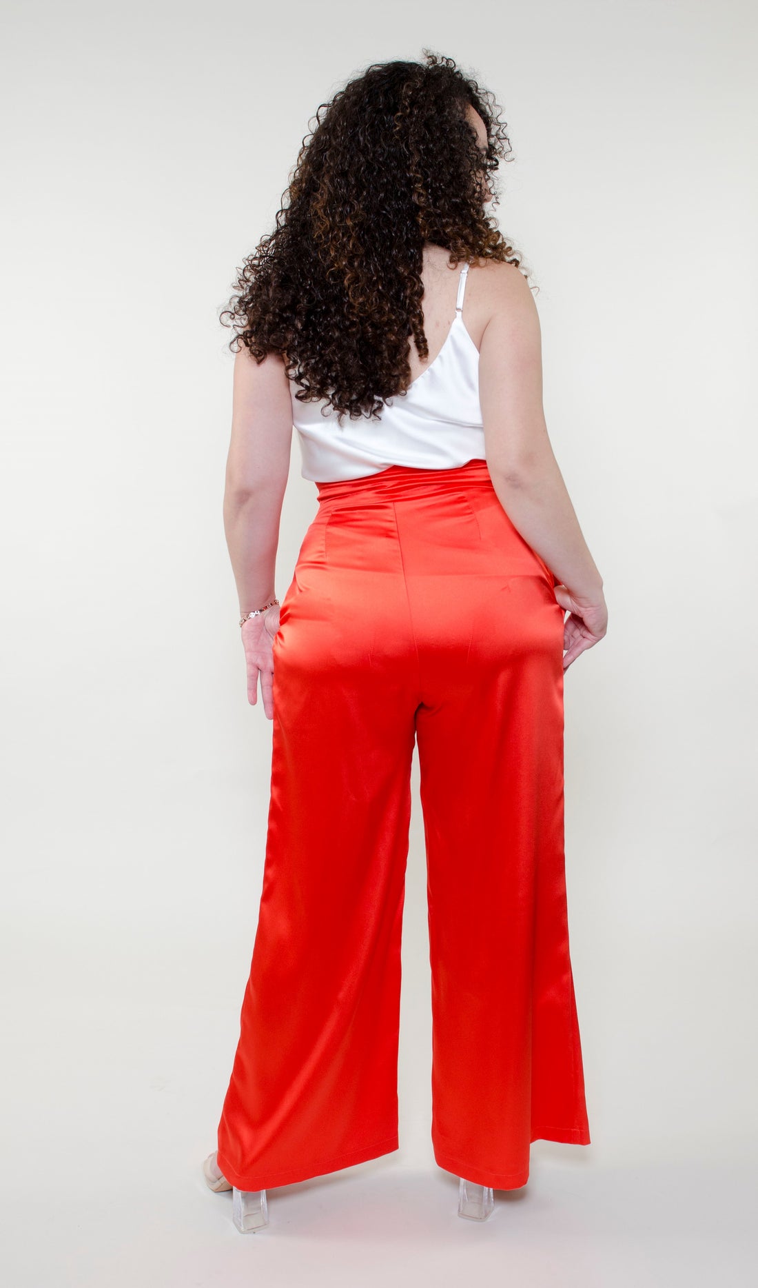 High Waisted Wide Leg Satin Pants