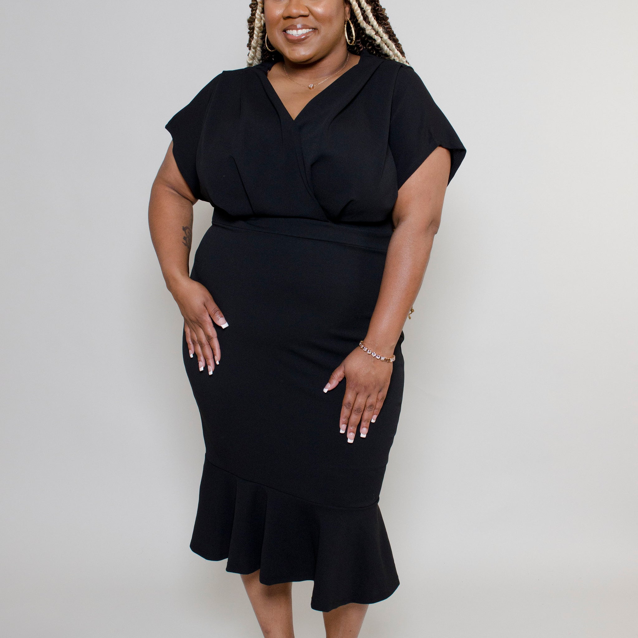 Flounce Hem Midi Dress- Plus Size