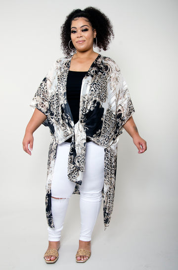 Flowing Chiffon Animal Print Kimono: Plus Size