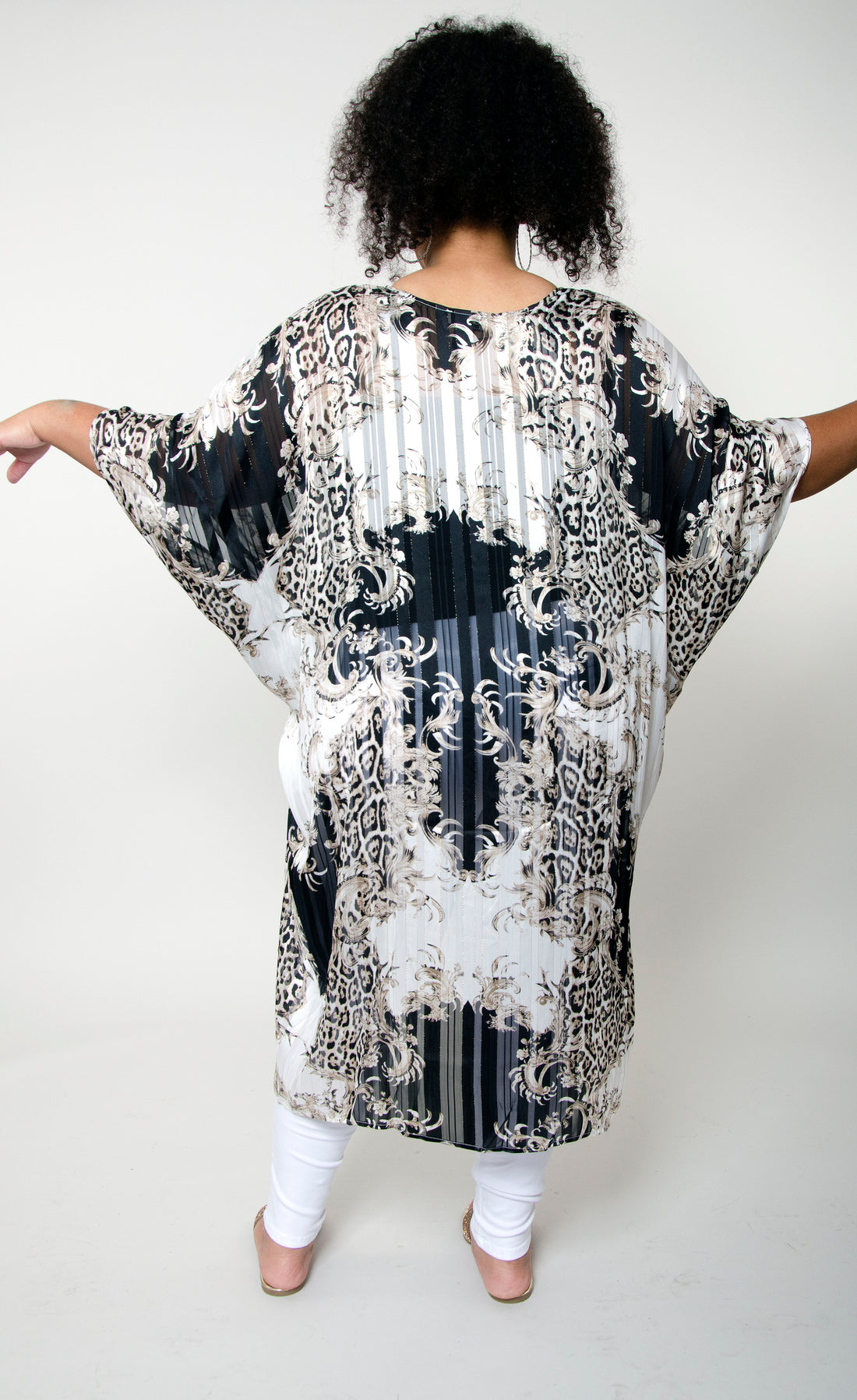 Flowing Chiffon Animal Print Kimono: Plus Size