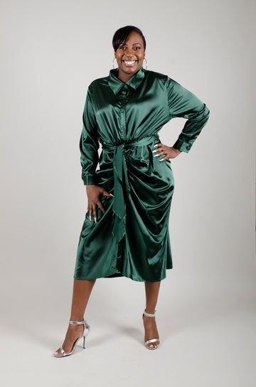 Satin Midi Dress: Plus Size