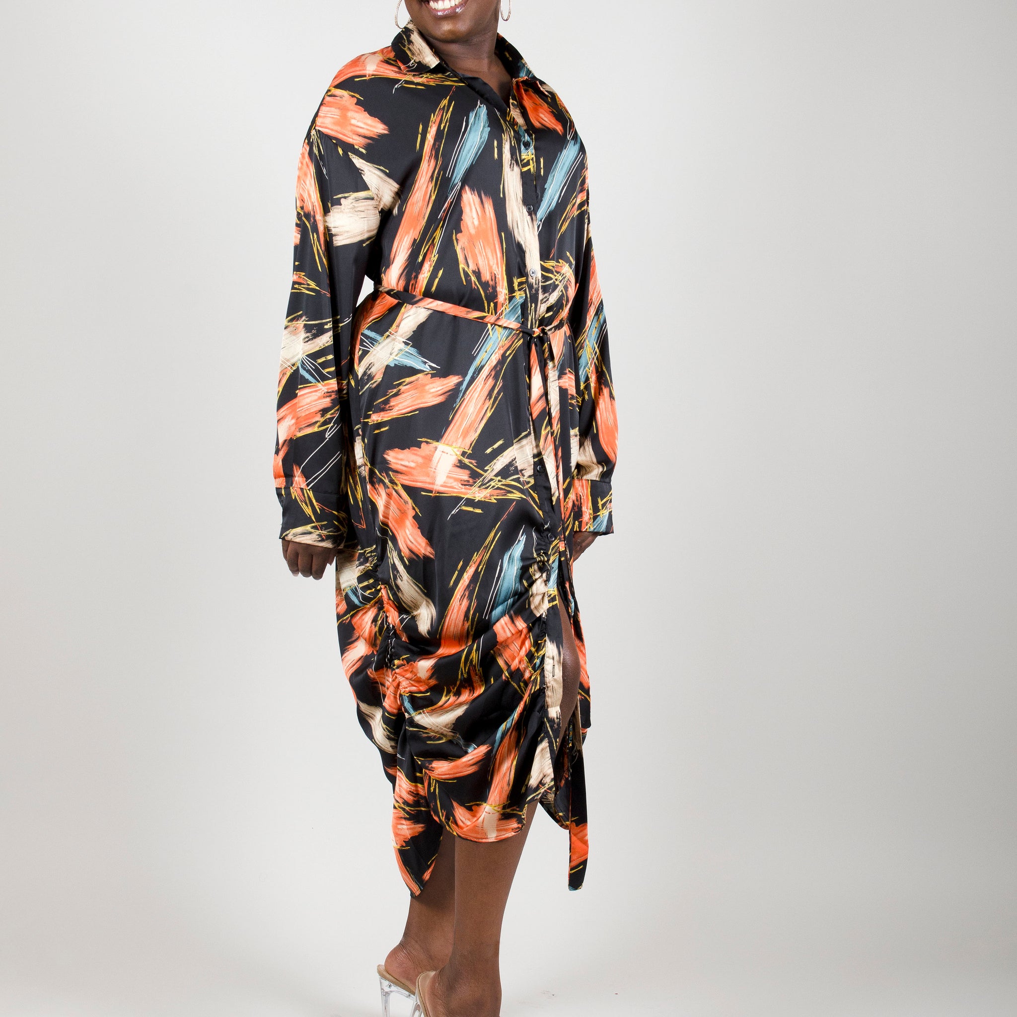 Satin Midi Dress: Plus & Misses Sizes