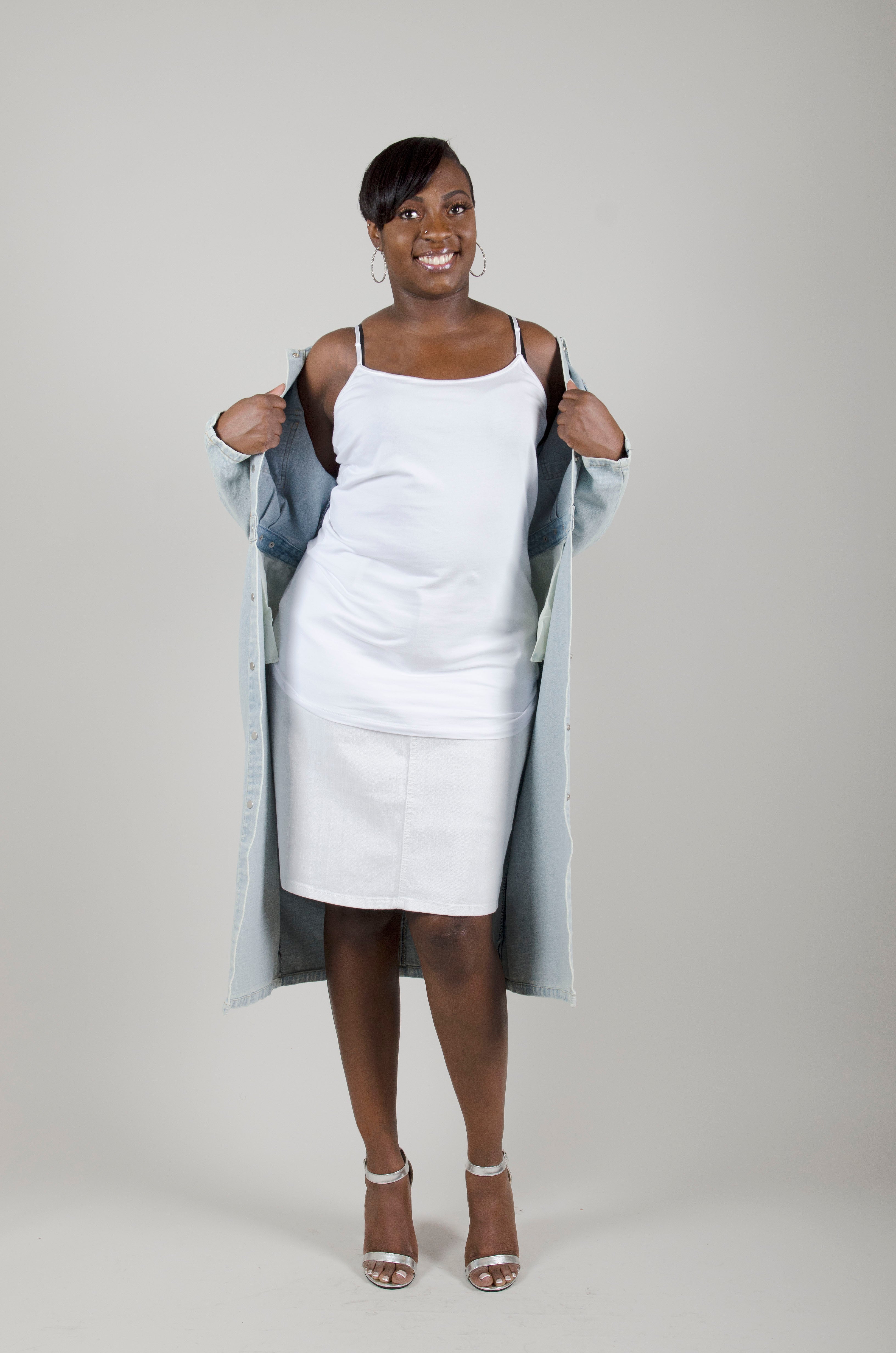 Amazon.com: ETTELO Midi Denim Skirt High Waisted Slit Casual Stretch Knee  Length Jean Skirt for Womens (US, Alpha, Small, Regular, Regular, Black) :  Clothing, Shoes & Jewelry