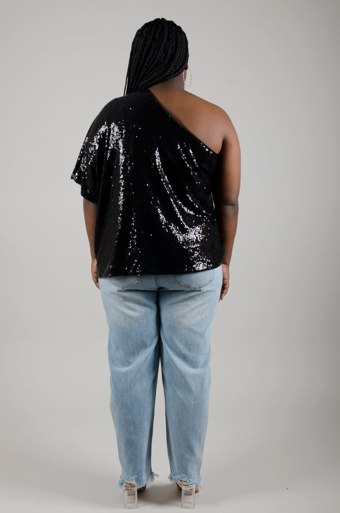 One-Shoulder Sequin Top: Plus Size