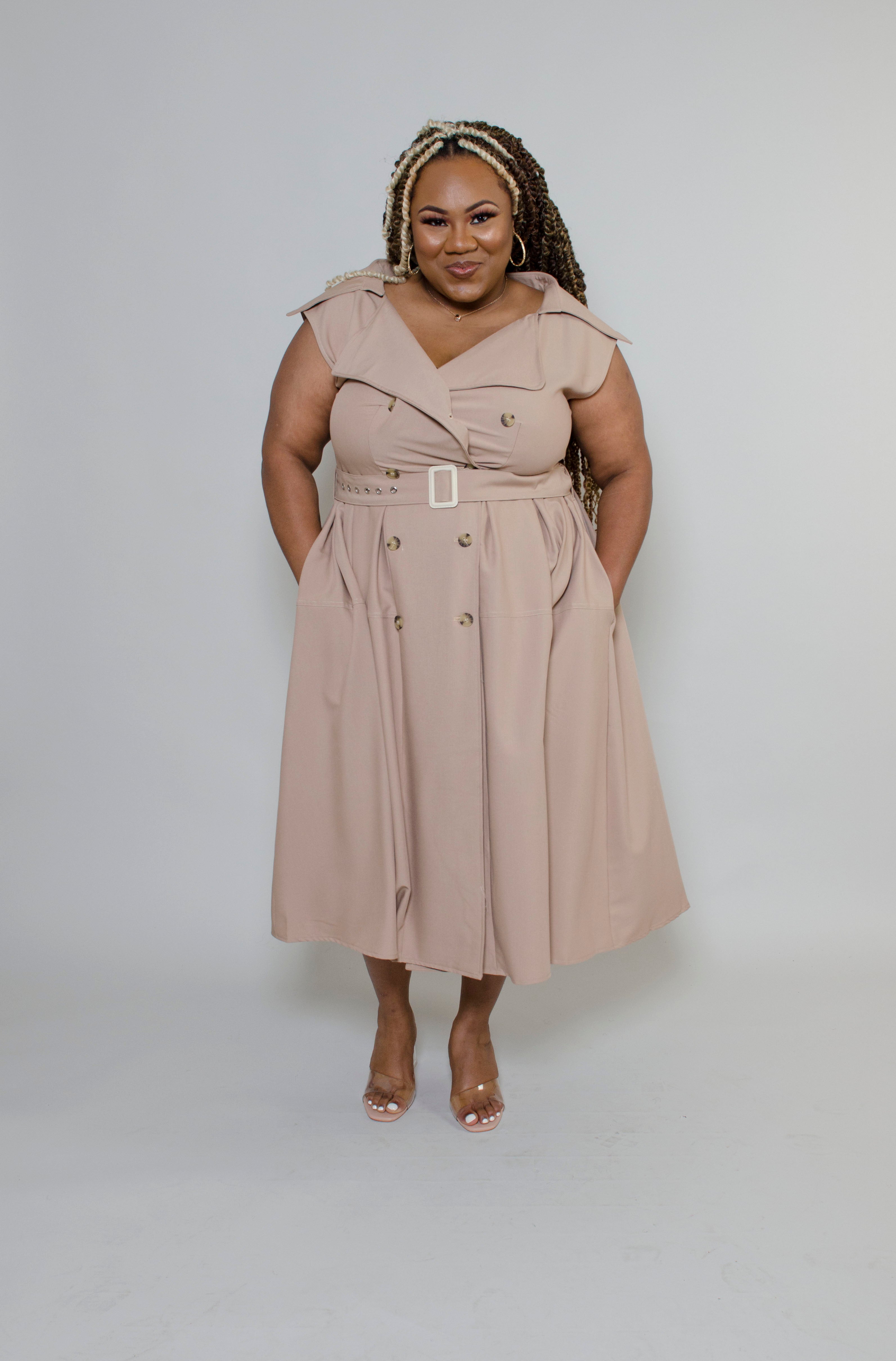 Khaki trench coat on sale dress