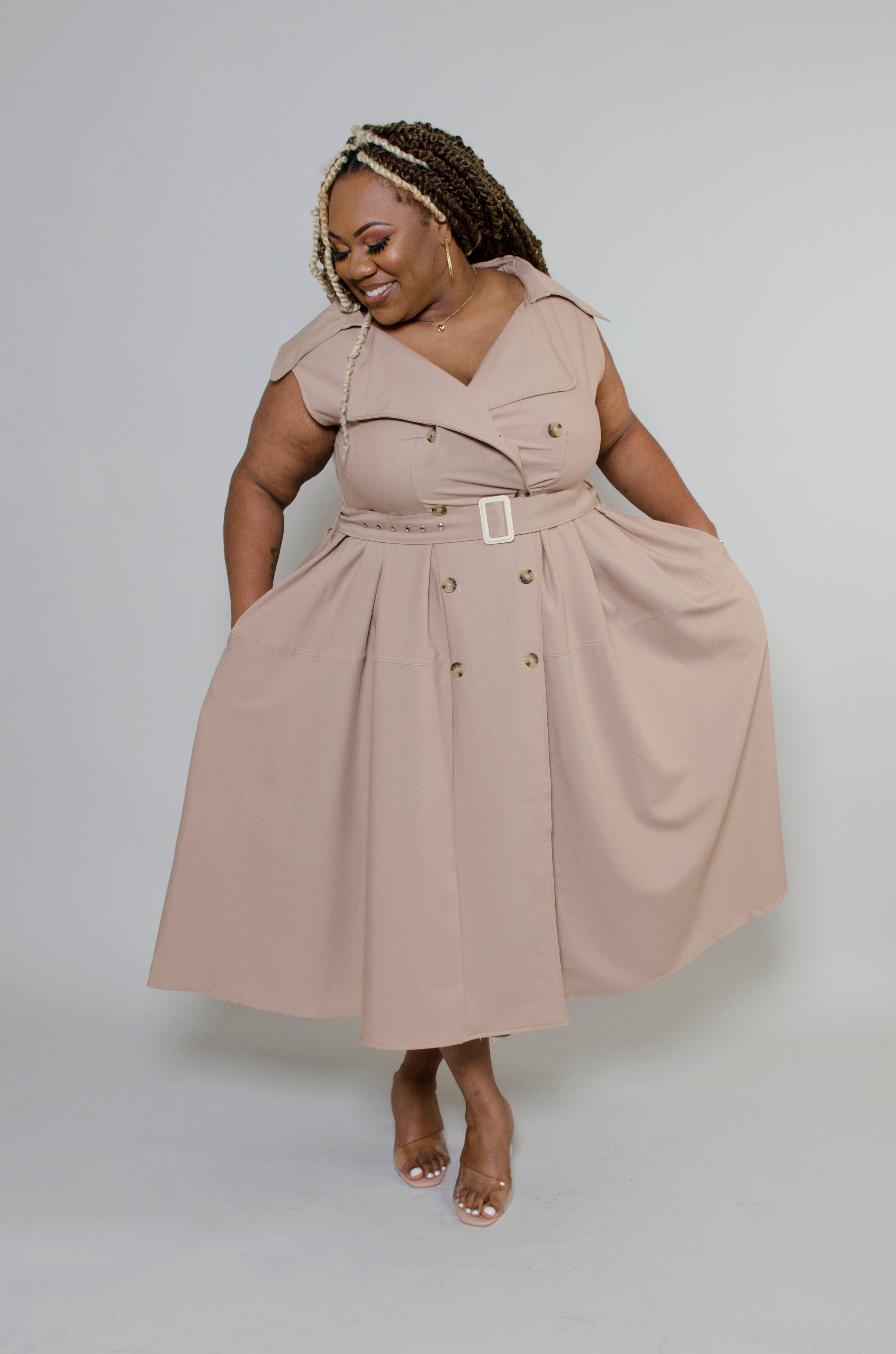 Trench coat hot sale dress plus size