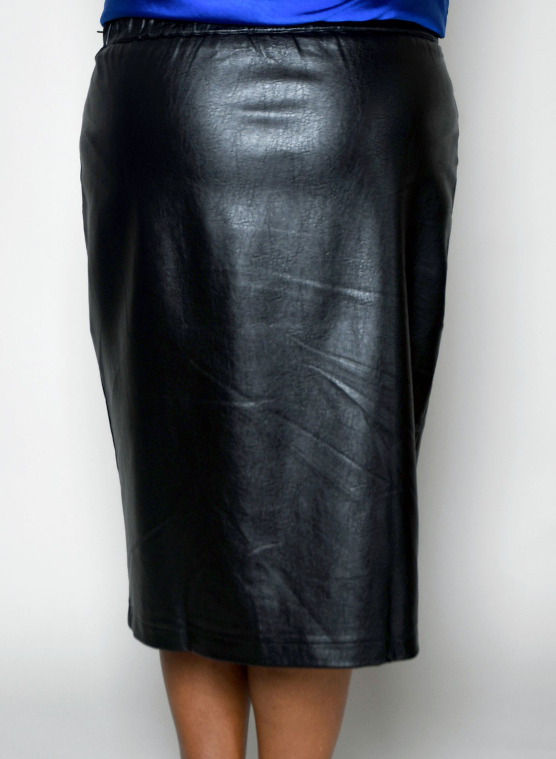 Vegan Faux Leather Midi Pencil Skirt: Plus Size