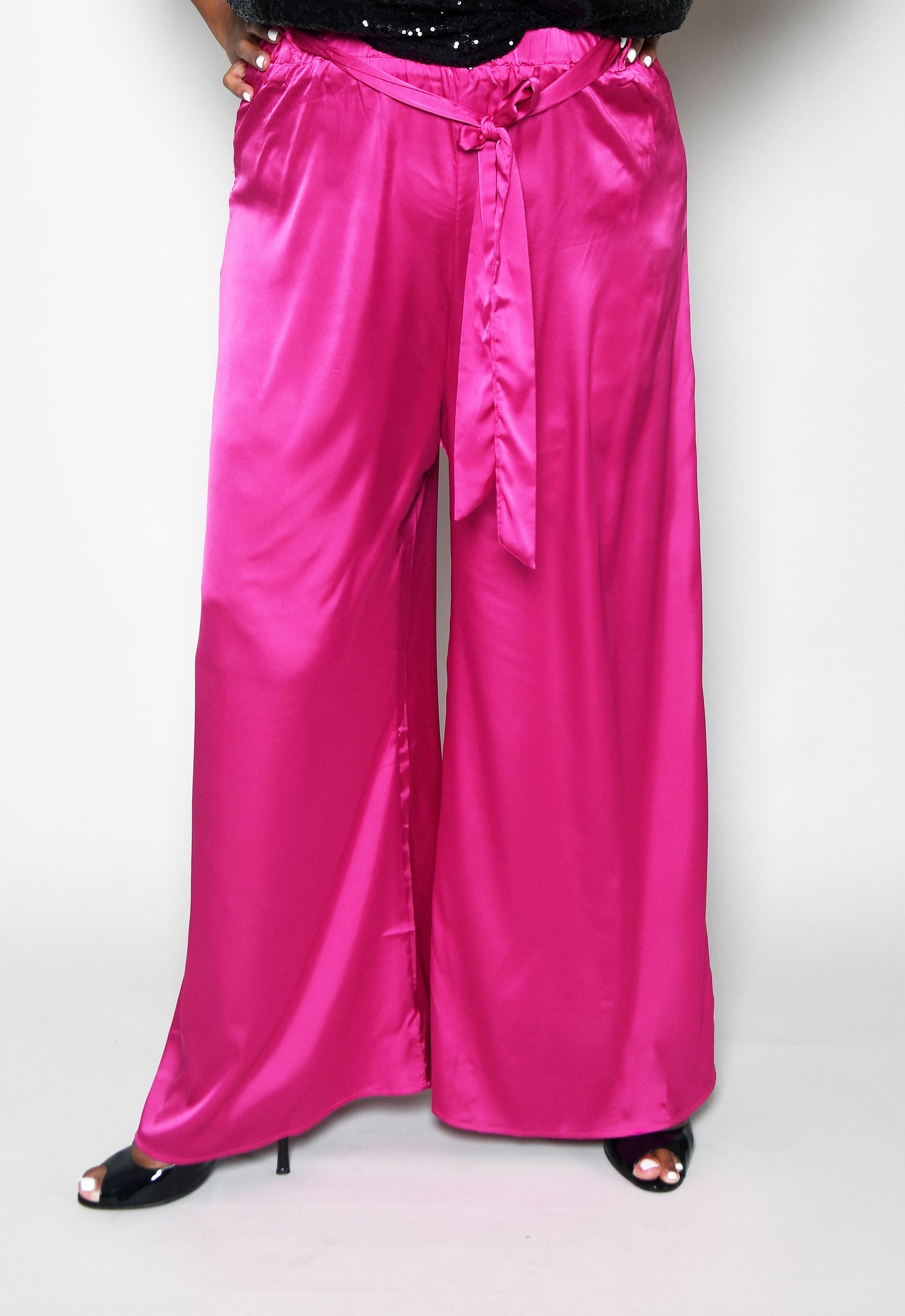 Satin Wide Leg Pants: Plus Size